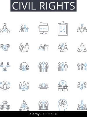civil rights line icons collection. Social justice, Human rights, Environmentalism, Gender equality, Community activism, Animal welfare, Disability Stock Vector