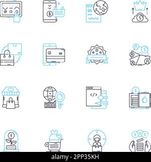 Promotional Offers linear icons set. Discounts, Coupons, Sales, Deals, Promotions, Specials, Bargains line vector and concept signs. Offers,Rebates Stock Vector