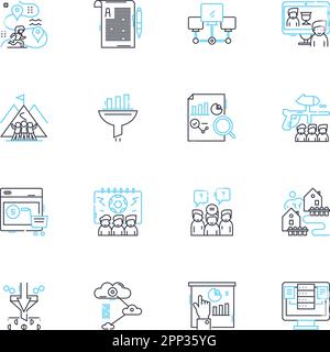Information architecture linear icons set. Hierarchy, Navigation, Categorization, Taxonomy, Organization, Structure, Labeling line vector and concept Stock Vector