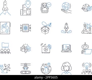 Visionary progress line icons collection. Innovation, Futurism ...