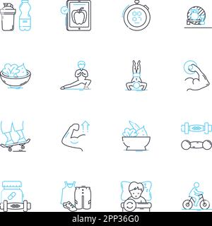 Behavioral therapy linear icons set. Cognition, Anxiety, Phobia, Depression, Self-esteem, Trauma, Obsession line vector and concept signs. Compulsion Stock Vector