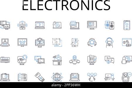 Electronics line icons collection. Technology, Gadgets, Devices, Robotics, Innovation, Automation, Computers vector and linear illustration. Hardware Stock Vector