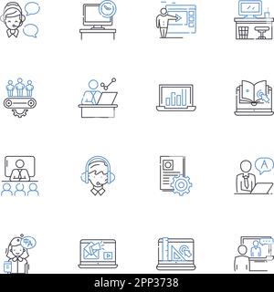 Income earners line icons collection. Salaries, Wages, Jobs, Profits, Earnings, Compensation, Benefits vector and linear illustration. Remuneration Stock Vector