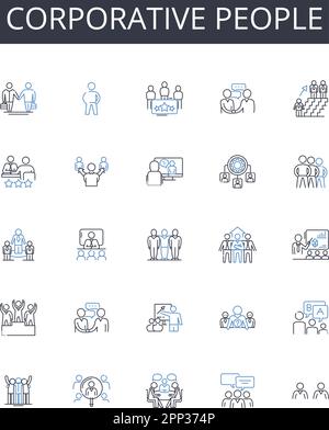 Corporative people line icons collection. Business Partners, Working Professionals, Cooperative Members, Team Players, Industry Leaders Stock Vector