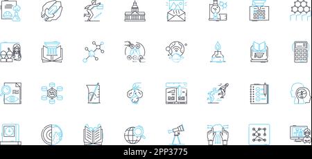 Technology literacy linear icons set. Digital, Cybersecurity, Coding, Automation, Innovation, Data, Online line vector and concept signs. Internet Stock Vector