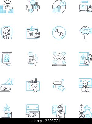 Social nerking and communication linear icons set. Nerking, Online, Connection, Interaction, Communication, Community, Collaboration line vector and Stock Vector