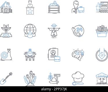 Food processing line icons collection. Canning, Blanching, Pasteurization, Fermentation, Freezing, Dehydration, Roasting vector and linear Stock Vector