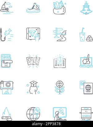 Peaceful escape linear icons set. Serenity, Tranquility, Calmness ...