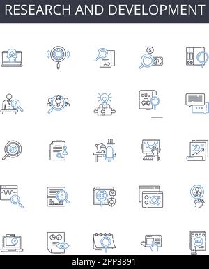 Research and development line icons collection. Give-and-take, Buy-and-sell, Hit-and-run, High-and-low, Bold-and-beautiful, Love-and-hate, Heaven-and Stock Vector