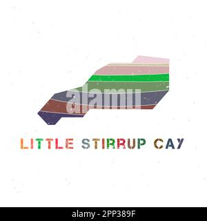 Little Stirrup Cay map design. Shape of the island with beautiful geometric waves and grunge texture. Attractive vector illustration. Stock Vector