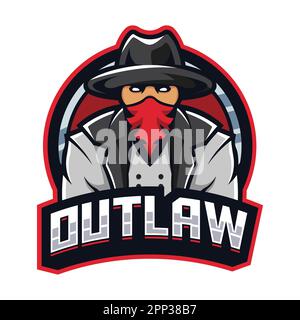 OUTLAW COWBOY MASCOT LOGO DESIGN. Stock Vector