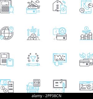 Mortgage linear icons set. Homeownership, Financing, Interest, Refinance, Equity, Loan, Payment line vector and concept signs. Lending,Debt,Credit Stock Vector