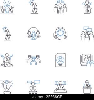 Diplomatic relations line icons collection. Negotiations , Diplomacy , Alliances , Ambassadors , Diplomats , International , Treaty vector and linear Stock Vector