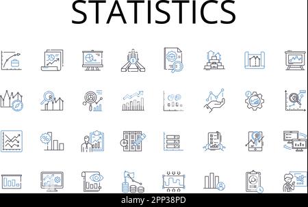 Statistics line icons collection. Probability Theory, Numerical Data, Quantitative Analysis, Metric System, Financial Analysis, Data Science Stock Vector