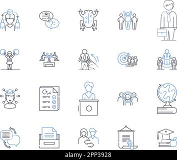 Developmental path line icons collection. Growth, Progression, Evolution, Advancement, Change, Maturation, Learning vector and linear illustration Stock Vector