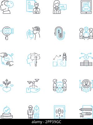 Linked groups linear icons set. Nerking, Collaboration, Professionalism ...