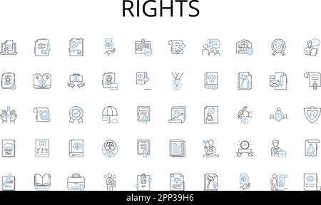 Rights line icons collection. Fiat, Exchange, Bitcoin, Coin, Cryptocurrency, Digital, Fiat-based vector and linear illustration. Stablecoin,Altcoin Stock Vector