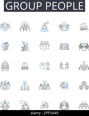 Group people line icons collection. Automation, Robotics, Machine learning, Big data, Neural nerks, Quantum computing, Chatbots vector and linear Stock Vector