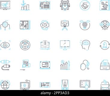 Electronic marketplace linear icons set. eCommerce, Digital, Online, Platform, Marketplace, Sales, Transactions line vector and concept signs. Vendors Stock Vector