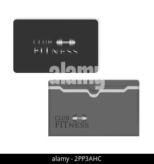 Fitness club membership card with card holder isolated on white background. Vector template Stock Vector