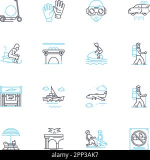 Fresh air linear icons set. Oxygen, Nature, Breeze, Cleanliness ...