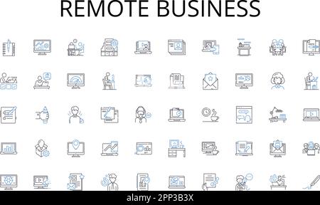 Remote business line icons collection. Smartph, Tablet, Laptop, Desktop, Router, Modem, Smartwatch vector and linear illustration. Gaming,Streaming Stock Vector