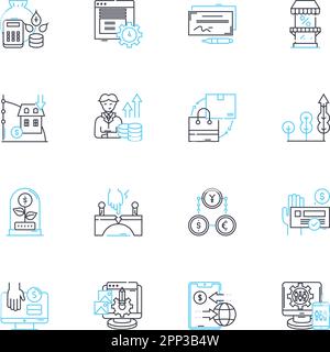 Fiscal expansion linear icons set. Stimulus, Investment, Inflation ...
