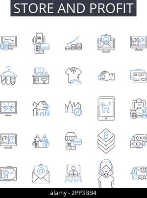 Store and profit line icons collection. Nails, Screws, Bolts, Hinges, Brackets, Nuts, Washers vector and linear illustration. Anchors,Hooks,Staples Stock Vector