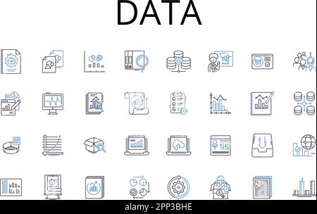 Data line icons collection. Information, Facts, Figures, Stats, Records, Details, intelligence vector and linear illustration. Insights,knowledge Stock Vector