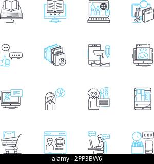 Video production linear icons set. Cinematography, Editing, Pre-production, Post-production, Storyboarding, Scriptwriting, Lighting line vector and Stock Vector