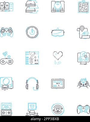Technology linear icons set. Smartph, Tablet, Laptop, Cybersecurity ...