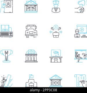 Entrepreneurship program linear icons set. Innovation, Startups, Leadership, Creativity, Business, Risk-taking, Vision line vector and concept signs Stock Vector