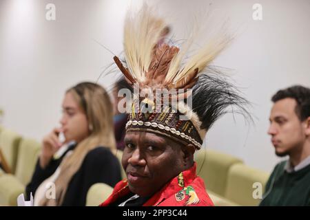 United Nations, New York, USA, April 20, 2023 - Indigenous Peoples Representatives during the 22nd session of the Permanent Forum on Indigenous Issues (UNPFII) today at the UN Headquarters in New York. Photo: Giada Papini Rampelotto/EuropaNewswire Stock Photo