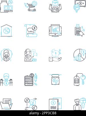Data development linear icons set. Analytics, Algorithms, Big Data, Business Intelligence, Cloud Computing, Data Architecture, Data Cleansing line Stock Vector