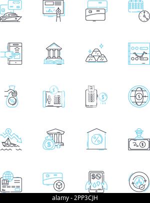 Market forecasting linear icons set. Prediction, Analysis, Trend ...