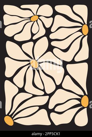 Hand drawn organic cut out flowers in modern style abstract background with colorful illustration. Wall posters by henri matisse style Stock Vector