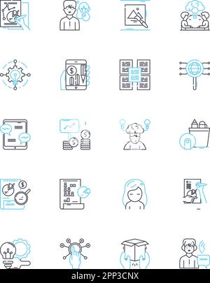 Joint effort linear icons set. Collaboration, Unity, Partnership ...