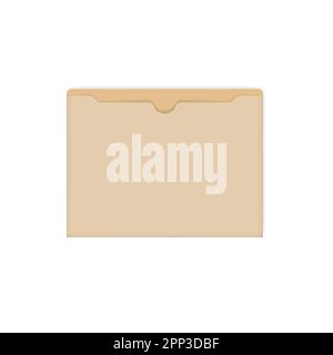 Blank manila file jacket with straight cut tab, vector mockup. Flat document envelope for letter size paper, mock-up Stock Vector