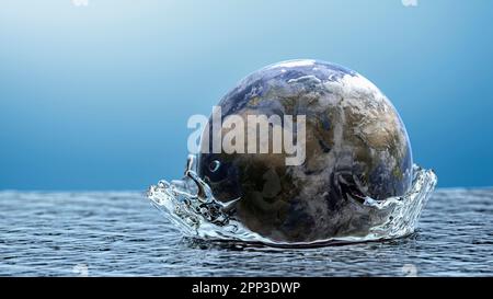 Rising water levels, conceptual illustration Stock Photo