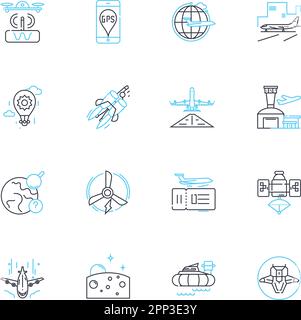 Load management linear icons set. Optimization, Efficiency, Demand, Power, Control, Distribution, Grid line vector and concept signs. Renewable,Energy Stock Vector