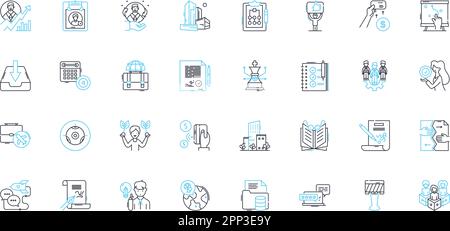 School building linear icons set. Classroom, Auditorium, Gymnasium, Cafeteria, Library, Playground, Hallway line vector and concept signs. Lockers Stock Vector