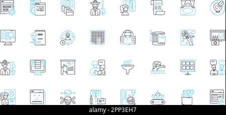 Financial compliance linear icons set. Regulation, Compliance, Auditing, Policy, Law, Risk, Governance line vector and concept signs. Accountability Stock Vector