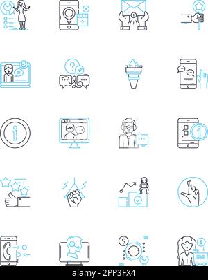 Assistance program linear icons set. Support, Aid, Help, Outreach, Veterans, Homelessness, Poverty line vector and concept signs. Relief,Resources Stock Vector