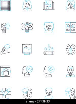 Self-actualization linear icons set. Potential, Fulfillment, Growth, Self-awareness, Personal-achievement, Development, Empowerment line vector and Stock Vector