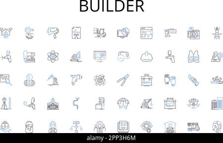 Builder line icons collection. Consumer, Merchandise, Sales, Shopping, Inventory, POS, Advertising vector and linear illustration. Discounts Stock Vector