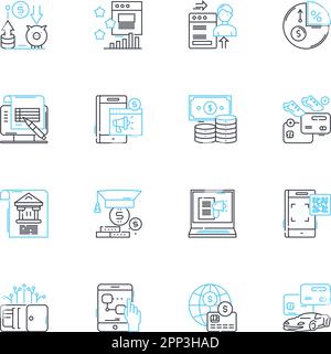 Trade deals linear icons set. Agreements, Negotiations, Tariffs, Imports, Exports, Trade, Barriers line vector and concept signs. Partnership,Deals Stock Vector