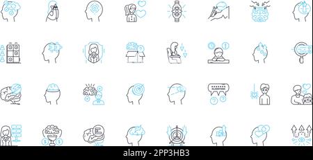 Behavioral therapy linear icons set. Cognition, Anxiety, Phobia ...