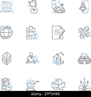 Data analysis line icons collection. Statistics, Metrics, Patterns, Insights, Modelling, Trends, Forecasting vector and linear illustration Stock Vector