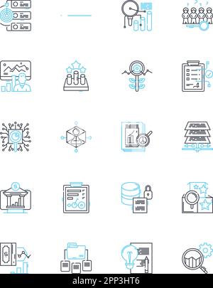Diagnose line vector icons and signs. Assess, Examine, Identify, Probe ...