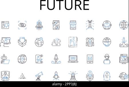 The years ahead line icons collection. Futuristic, Anticipation ...